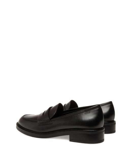 Bally Black Penny-Slot Leather Loafers