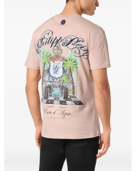 Philipp Plein Pink Club The Course Stones T-Shirt for men