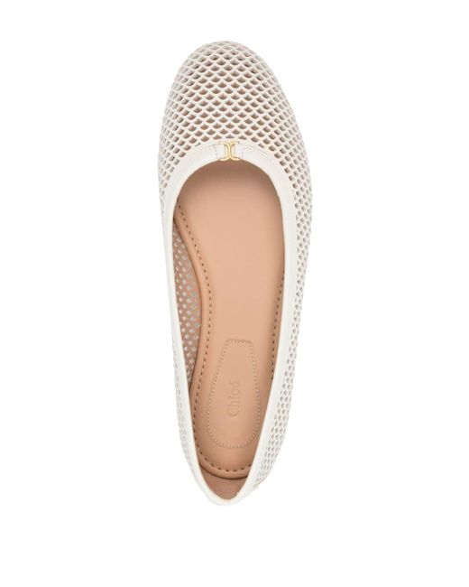 Chloé Natural Marcie Leather Ballerina Shoes