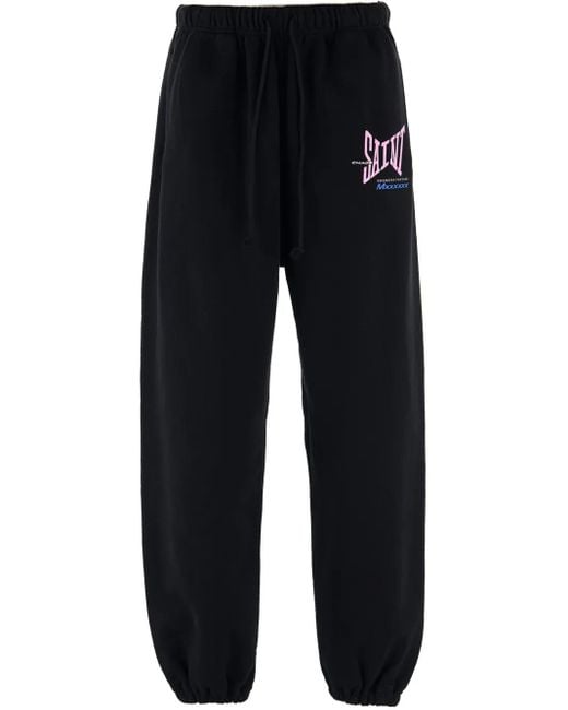 SAINT Mxxxxxx Blue Logo-Print Track Pants for men