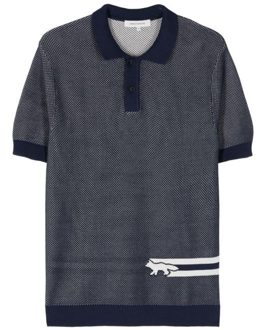 Maison Kitsuné Blue Fox-motif Cotton Polo Shirt for men