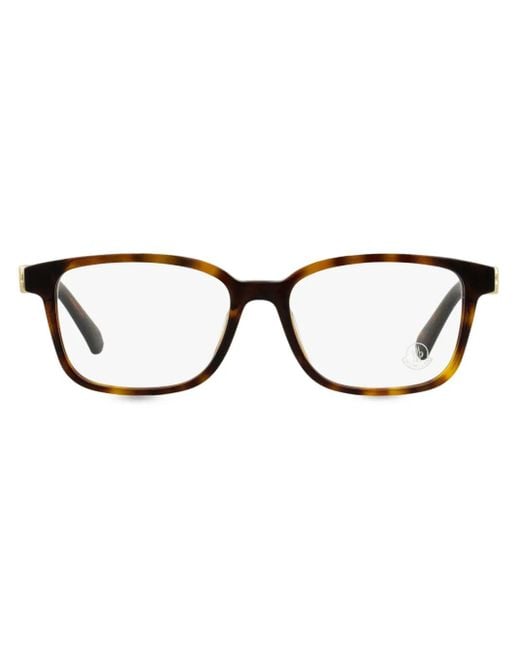 Moncler Brown Tortoiseshell Rectangle-Frame Glasses