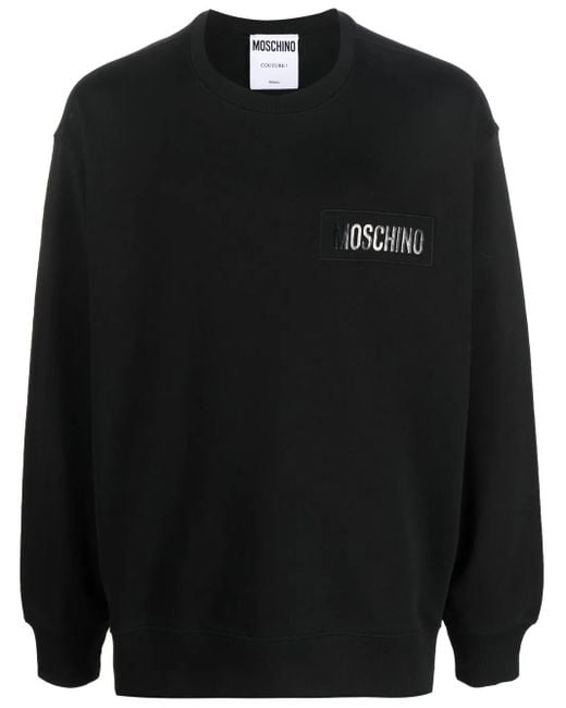 Moschino Black Logo-Print Organic Cotton Sweatshirt for men