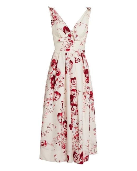 Giambattista Valli White Tie-Shoulder Floral Midi Dress