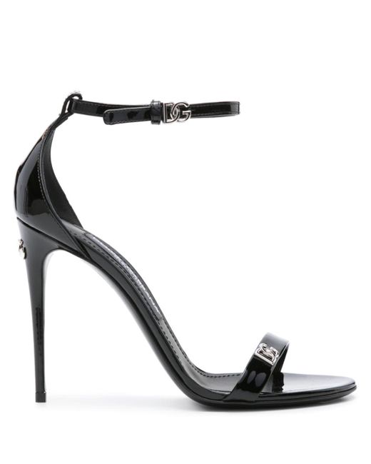 Sandalias con placa del logo Dolce & Gabbana de color Black