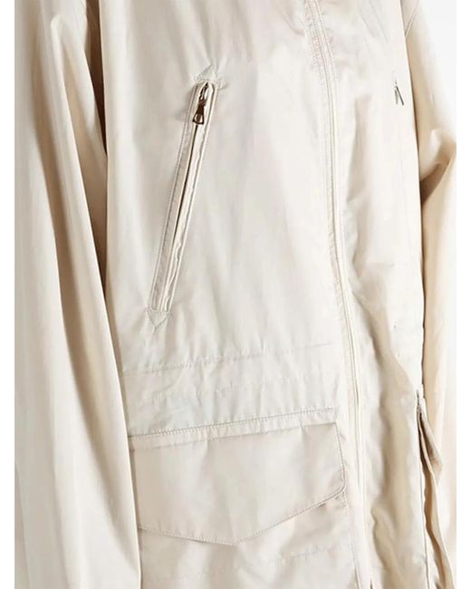 Rier White Multi-Pocket Zip-Up Coat