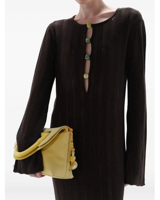 Baobab Brown Mamu Resin-Embellished Cut-Out Maxi Dress