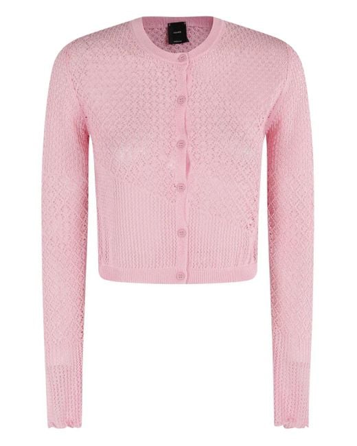 Pinko Pink Open-Knit Cardigan