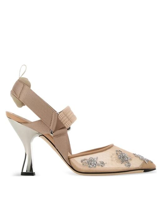 Fendi Metallic 85Mm Colibrì Slingback Pumps