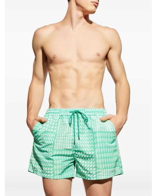 Paul Smith Green Patterned Drawstring Swim Shorts for men