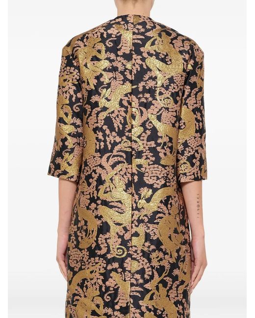 Lanvin Metallic Jacquard-Patterned Button-Front Coat