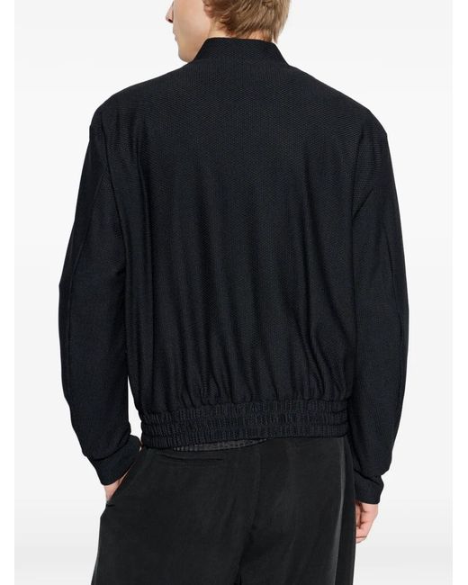 Giorgio Armani Blue Logo-Embroidered Bomber Jacket for men