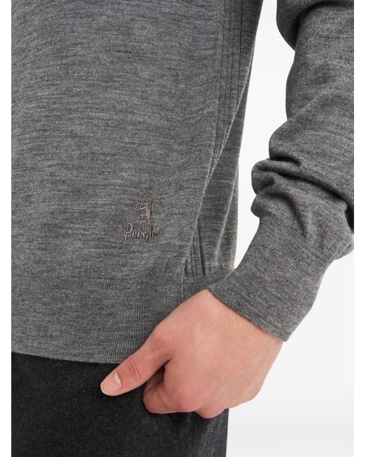 Pringle of Scotland Gray Crew Neck Wool Sweater for men