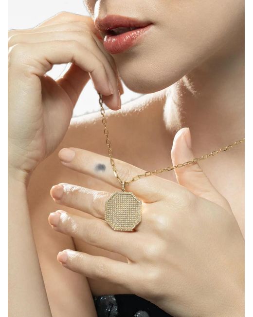 SHAY Metallic Diamond Octagon Disc Necklace