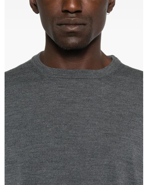 Daniele Fiesoli Gray Crew-Neck Wool Sweater for men