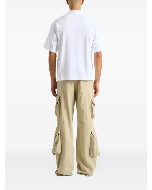 Balmain White Printed Vine Polo for men