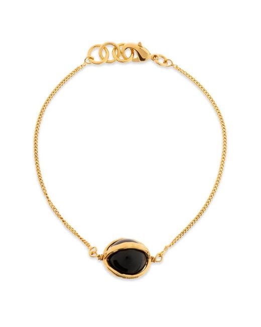 Jil Sander Metallic Stone-Pendant Curb-Chain Bracelet