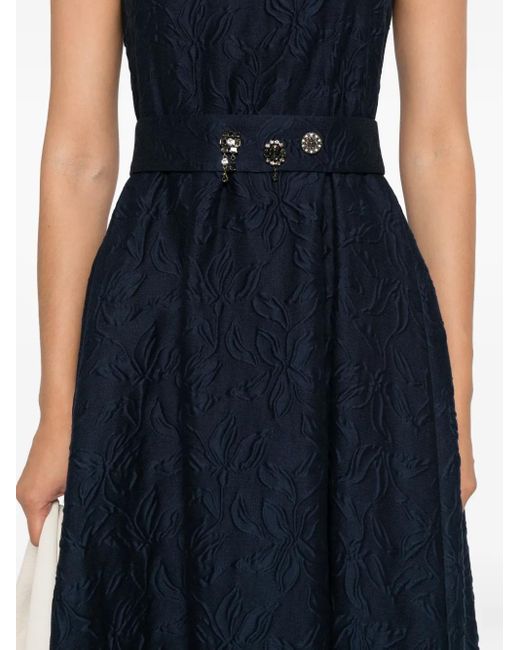 Max Mara Blue Kleid mit Blumenstickerei