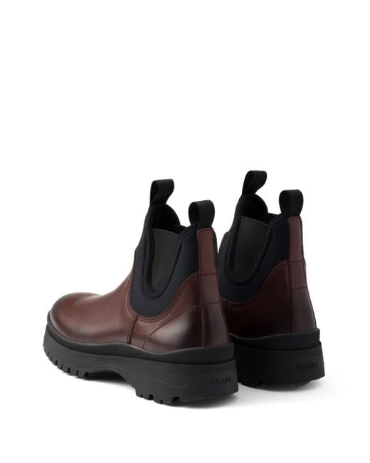 Prada Black Leather Chelsea Boots for men