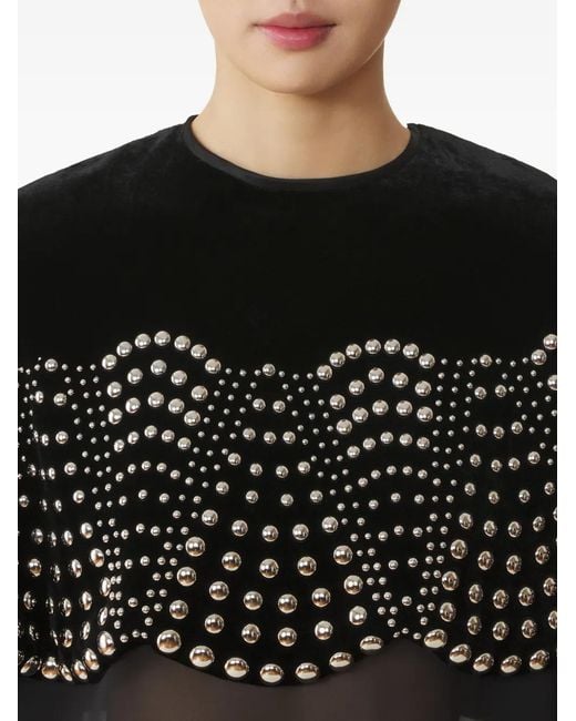 Lanvin Black Beaded Velvet Top