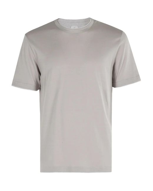 Eleventy Gray Double-Layered Crew-Neck T-Shirt for men
