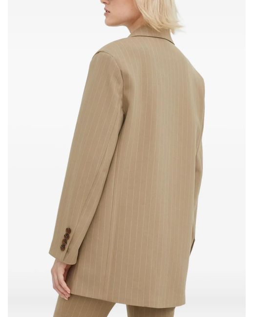 Samsøe & Samsøe Natural Pinstripe Single-Breasted Blazer