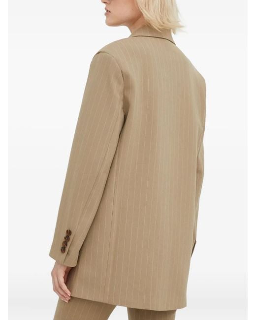 Samsøe & Samsøe Natural Pinstripe Single-Breasted Blazer