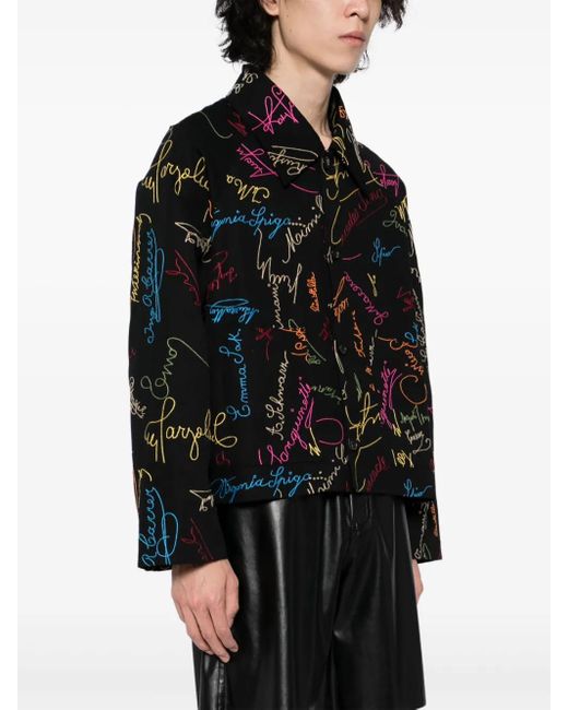 Bode Black Signature Scrawl Jacket for men