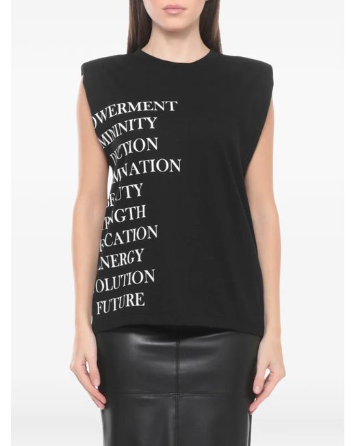 Elisabetta Franchi Black Text Print Tank Top