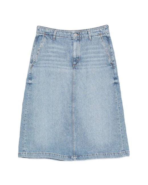 Marc O' Polo Blue Rear-Slit Midi Denim Skirt