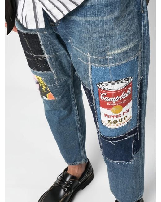 Junya Watanabe Jeans Met Patchwork in het Blue voor heren