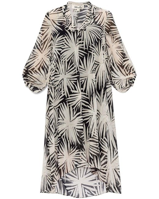 Diane von Furstenberg Gray Graphic-print Asymmetric Dress