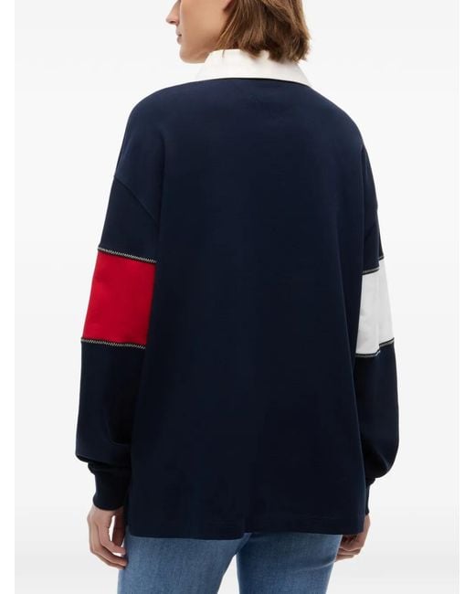 Tommy Hilfiger Blue Logo-Embroidered Sweatshirt