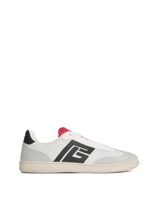 Balmain White Swan Suede And Smooth-Leather Trainers for men