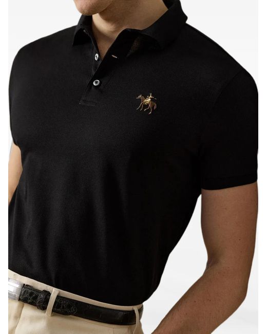 Ralph Lauren Black Logo-Embroidered Polo Shirt for men