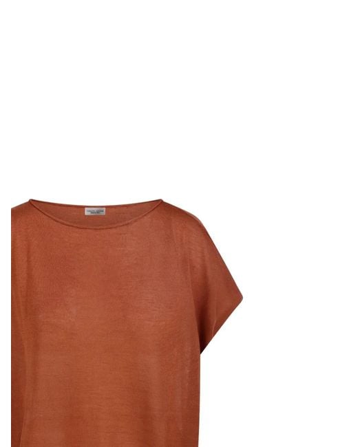 Roberto Collina Brown Boat-Neck T-Shirt
