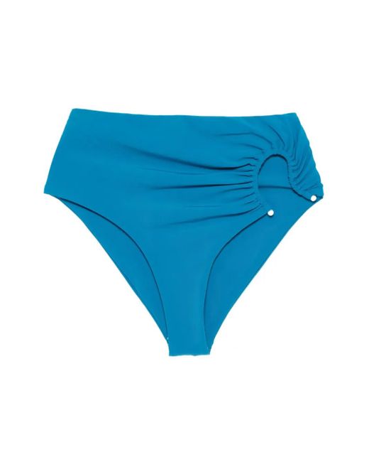 Christopher Esber Blue Ring-Detail High-Waisted Bikini Bottoms