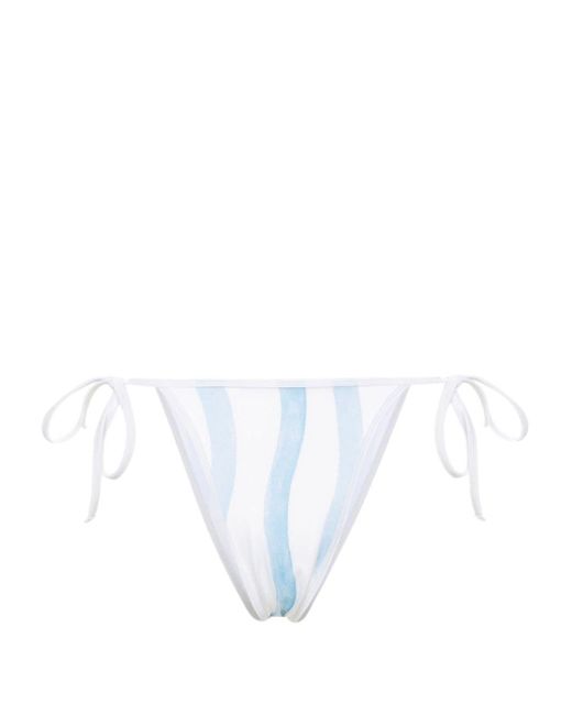 Casablancabrand White Wave-print Bikini Bottoms