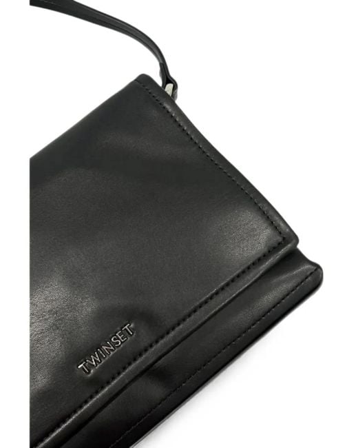 Twinset Black Logo-Plaque Shoulder Bag