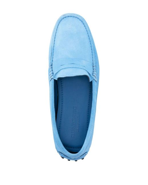 Scarosso Blue Michael Suede Penny Loafers for men