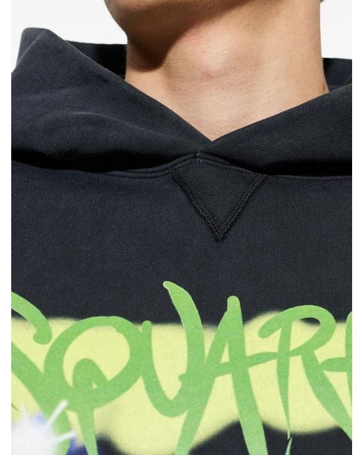 DSquared² Blue Graffiti-Print Hoodie for men