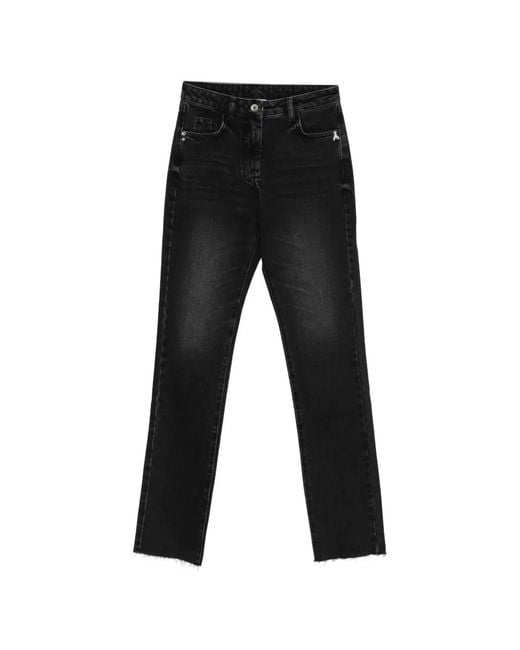 Patrizia Pepe Black Jean Court À Franges
