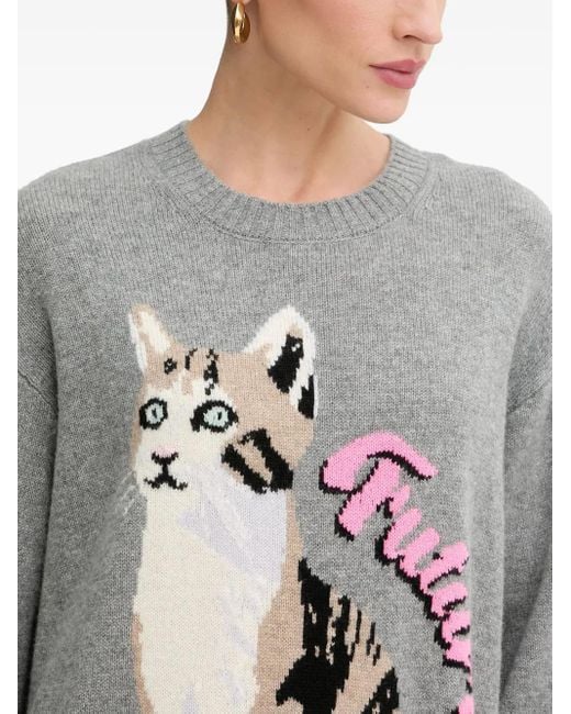 From Future Gray Cat-Detail Sweater