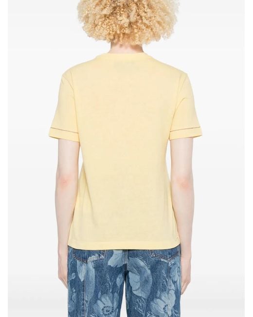Fendi Natural Logo-Embroidered T-Shirt