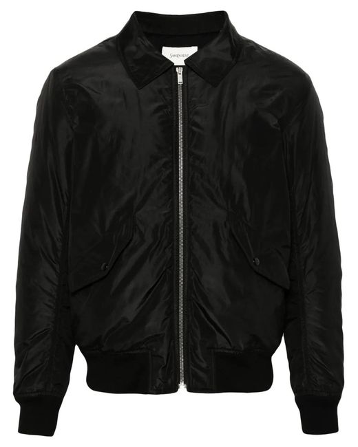 Saint Laurent Black Silk Bomber Jacket for men