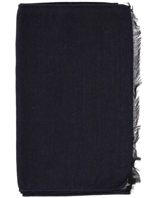 Armani Exchange Blue Exchange Frayed-edge Knitted Scarf for men