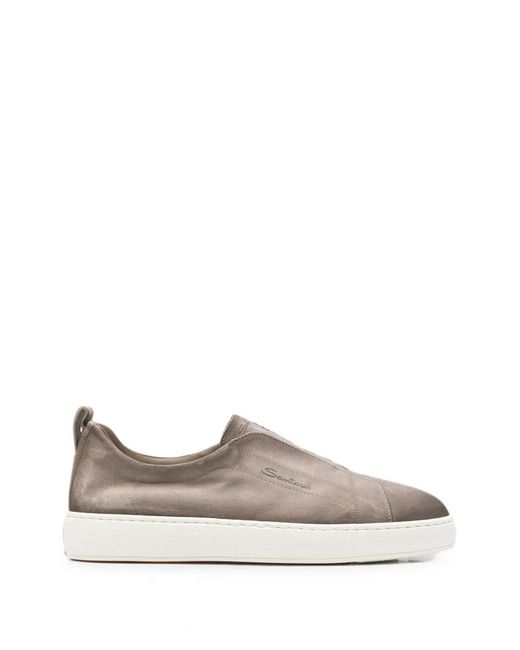 Santoni Gray Victory Suede Sneakers for men