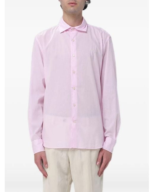 Mc2 Saint Barth Pink Chemise Embroidered-Logo Shirt for men