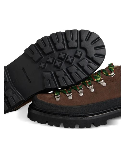 DSquared² Brown Panelled Suede Lace-Up Shoes for men