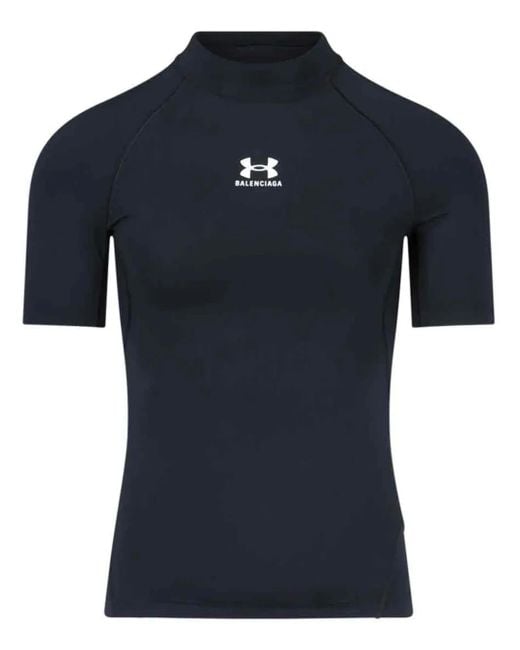 Balenciaga Blue Under Amour Mock Neck S/S T-Shirt for men